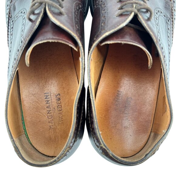 Magnanni for Ingledews Mens 10M Burgundy Brown Leather Dress Shoe Wingtip Oxford - Picture 11 of 11
